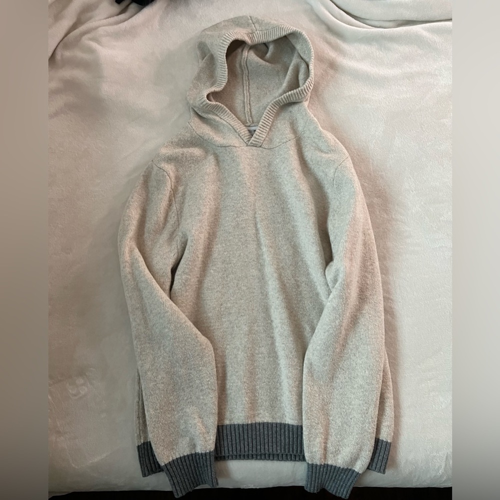 Goodfellow & Co Mens Sweatshirt Large Hooded Pullover Ivory Gray Casual